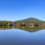 beautiful small town on the shore of the lake