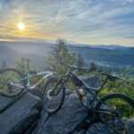 MTB bikes on the viewpoint Muchov in Jizerske hory on the known MTB race Jiro220