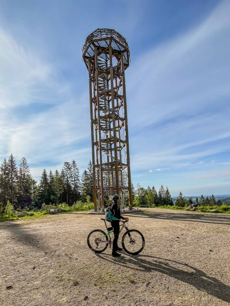 MTB bike near the look out tower in Jizerske hory on the known MTB race Jiro220