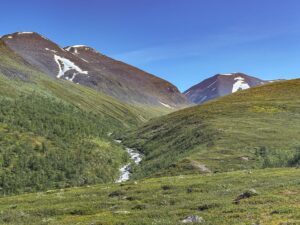 narrow valley in Sarek in Sweeden