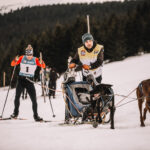 Sleddogs, musher and skier in Krkonose on Ledová jízda 2026 race