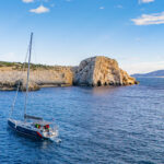 Sailboat anchored in Croatia near Modra Spilja on teh way to Lipari 2026