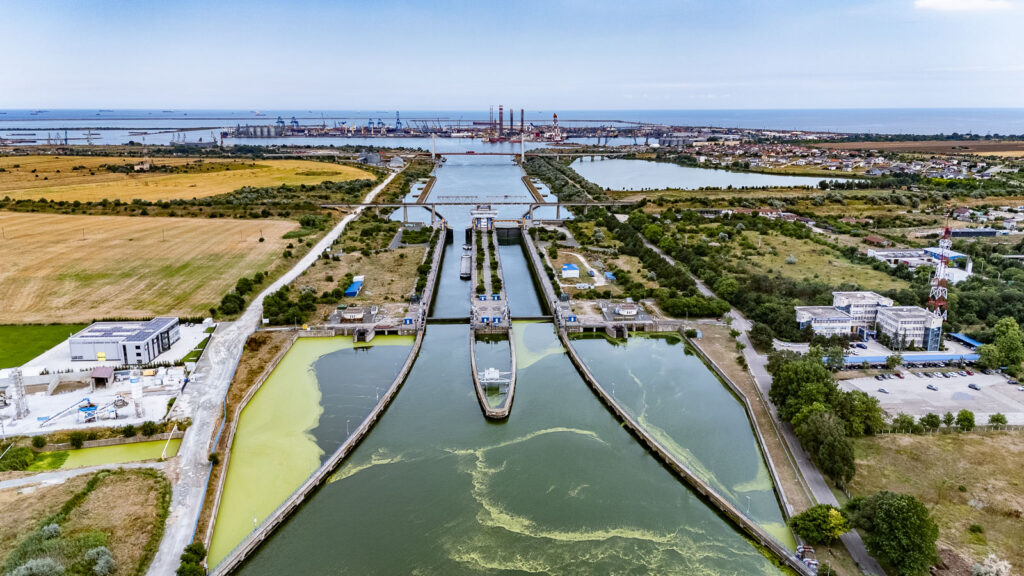 Waterlock in Agigea on cernavoda kanal on the black sea