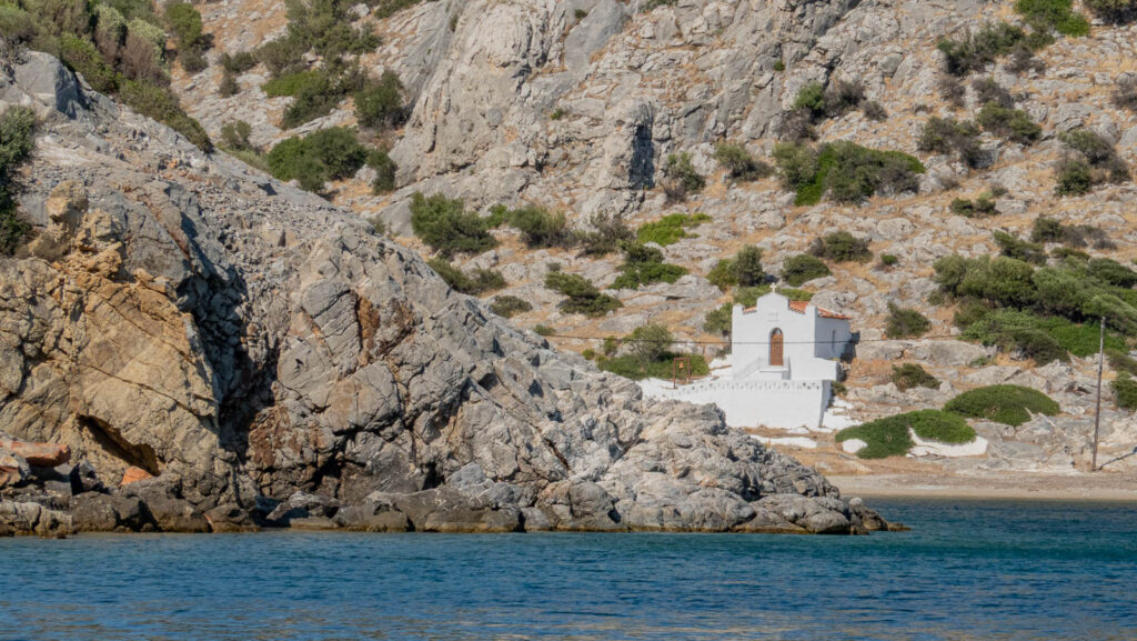 Greek lonely church on on the shore