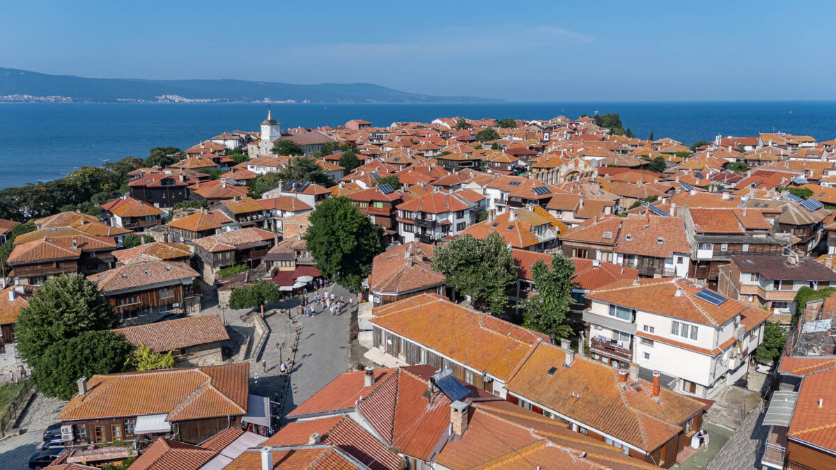 Unesco city nesebar in bulgaria from the air