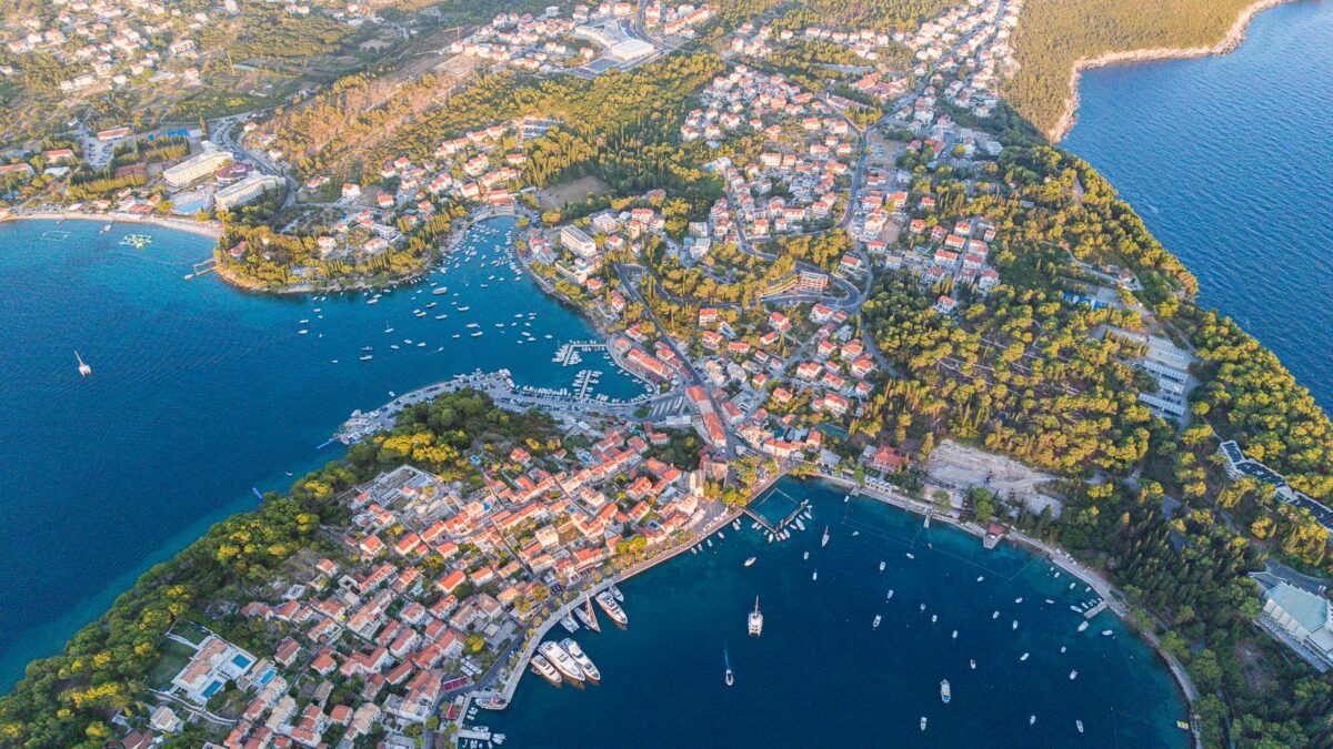 Croatian costal town Cavat from the air