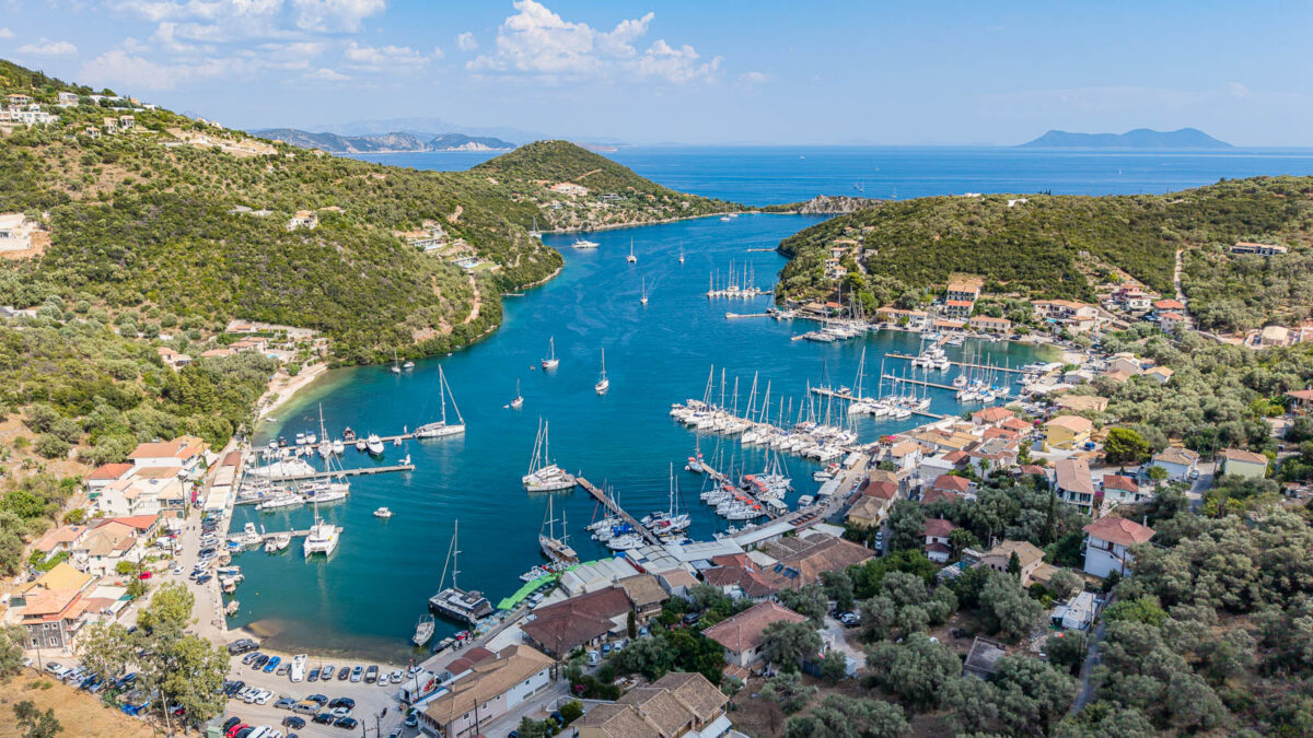 Small Greek bay with many marinas