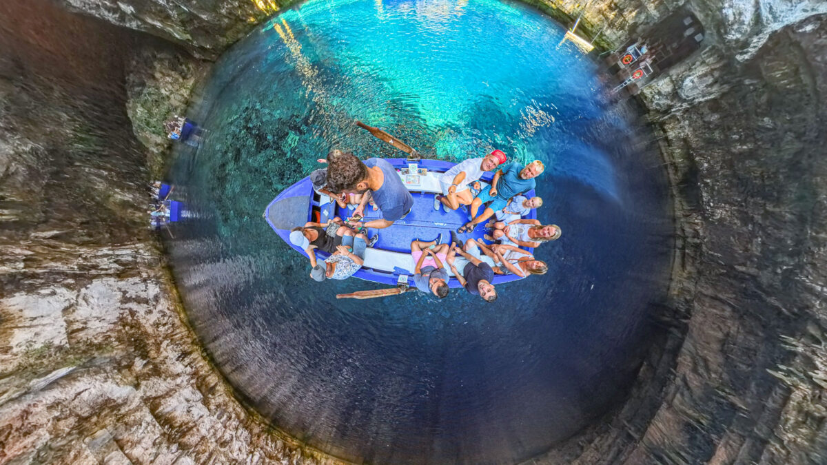 On the boat of the Melissani cave in Kefalonia