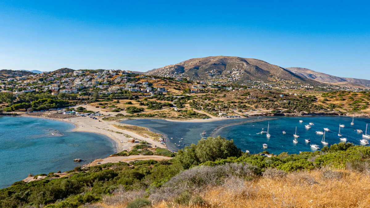 many boats mooring in the greek bay Palaia Fokaia during the episode of Meltemi